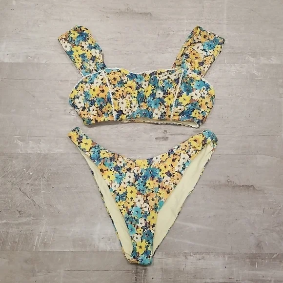 💕L*SPACE💕 Daisy Diamond BikiniGiselle Top DD- + Cabana Bitsy Bottom XL NWT
